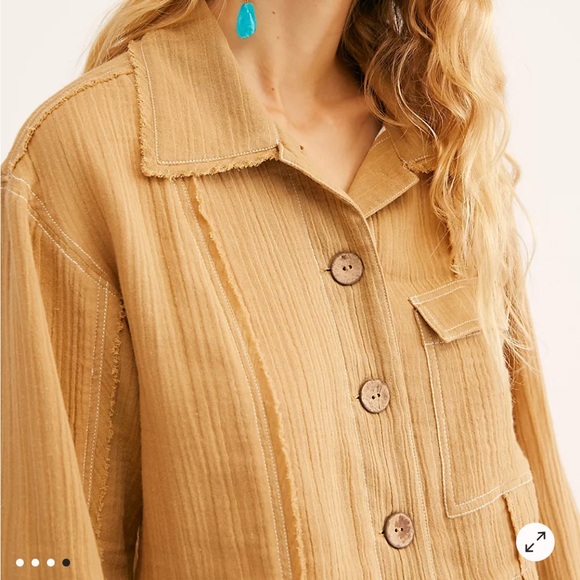 Free People Low Classic Tan Button-Up Cropped Jacket XS sold out everywhere - Picture 3 of 10